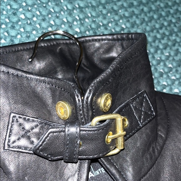 Vintage Y2K Moda International Leather Jacket with Gold Accents - Picture 7 of 11